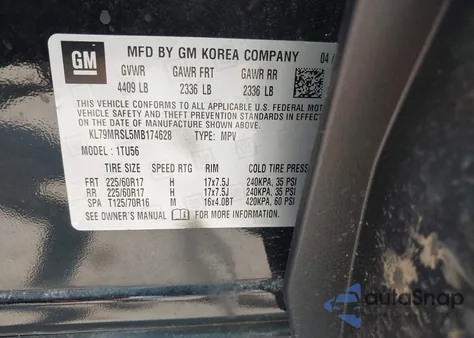 2021 Chevrolet Trailblazer Lt from USA, damaged, VIN KL79MRSL5MB174628